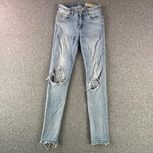 Diesel Jeans Women 26 Slandy Light Blue Distressed Ripped Skinny Stretch